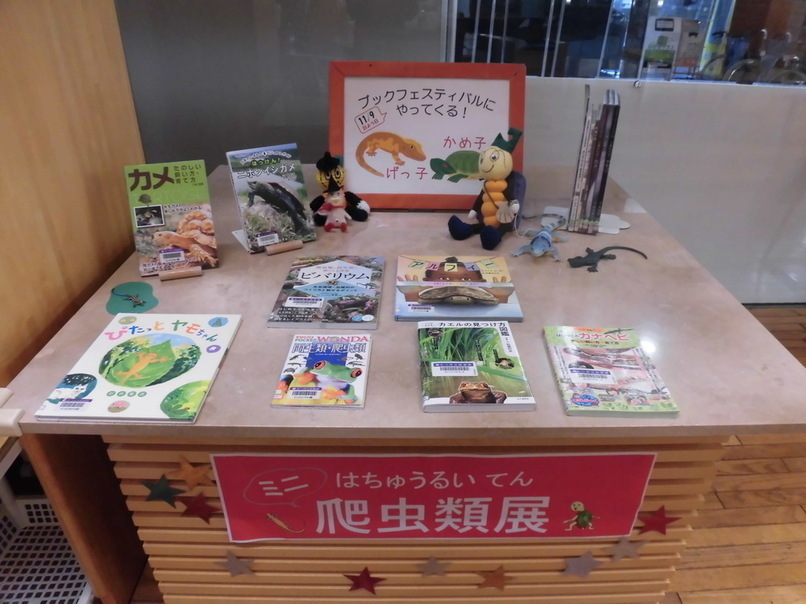 児童季節の展示11月「はちゅうるい」