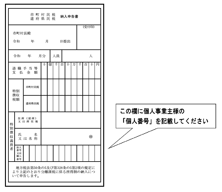 市民税・県民税納入申告書