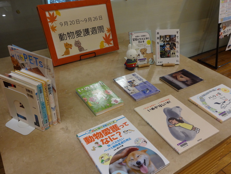 児童季節の展示9月「動物愛護週間」